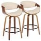 LumiSource Symphony 26" Swivel Counter Stool with Cream Upholstery in Walnut and Black (Set of 2), , large