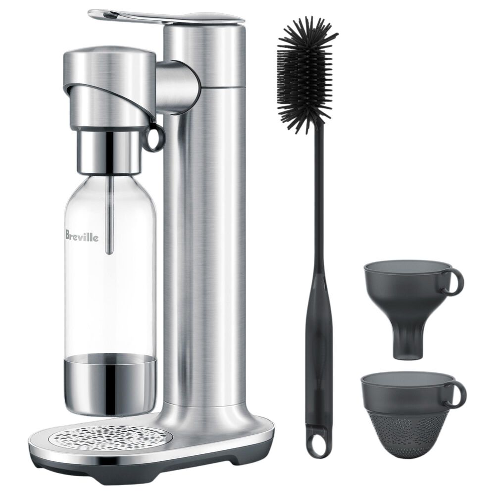 Keystone InFizz Fusion 1-Liter Sparkling Water, Soda and Carbonated Beverage Maker with CO2 Canister in Brushed Stainless Steel, , large