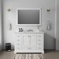 Lexora Home Dukes 48" Single Bathroom Vanity in White with 2 cm White Cultured Marble Top and Rectangular Sink, , large