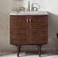 James Martin Vanities Amberly 30" Single Bathroom Vanity in Walnut with 3 cm Carrara White Marble Top and Rectangular Sink, , large
