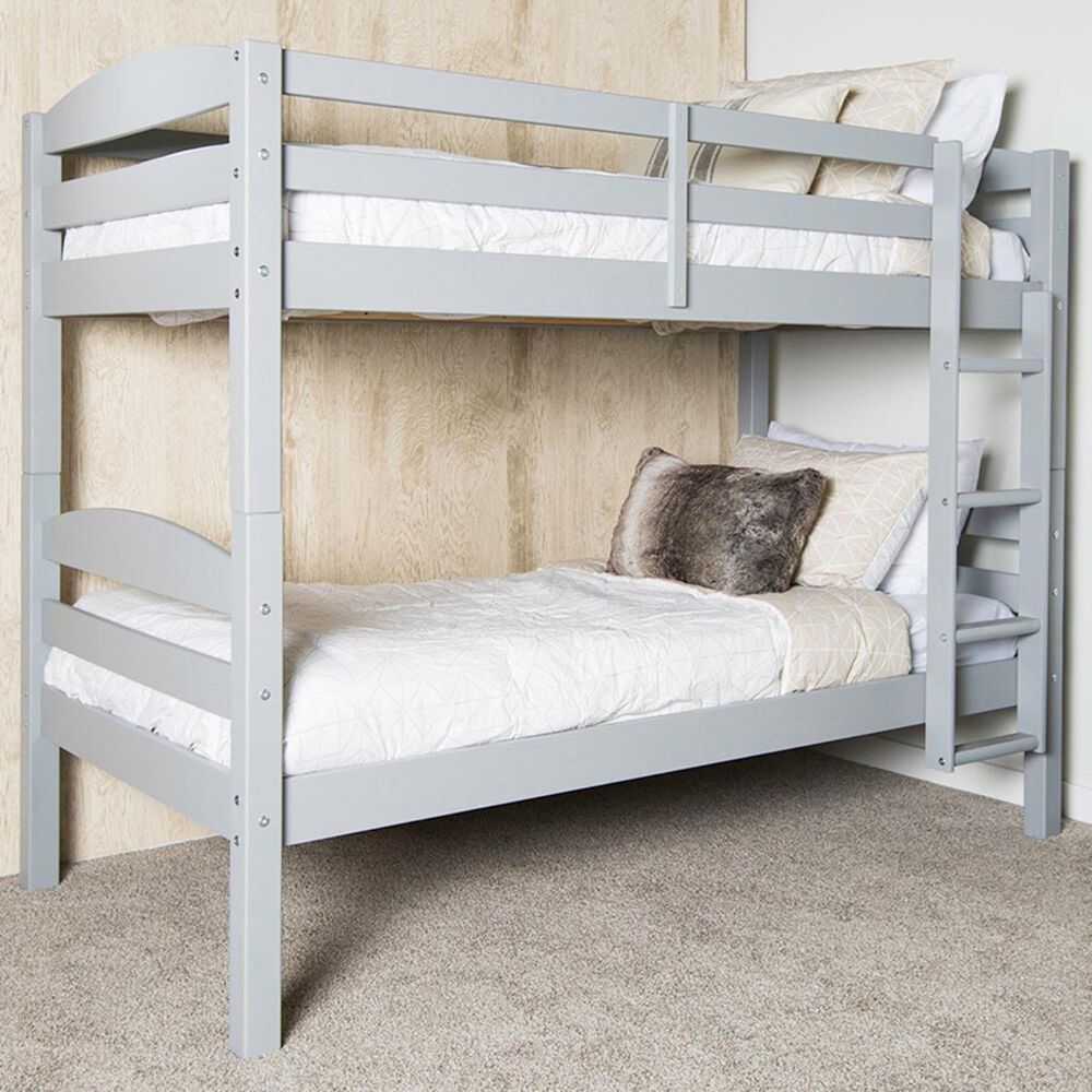 Walker Edison Carolina Twin Over Twin Bunk Bed in Gray Nebraska