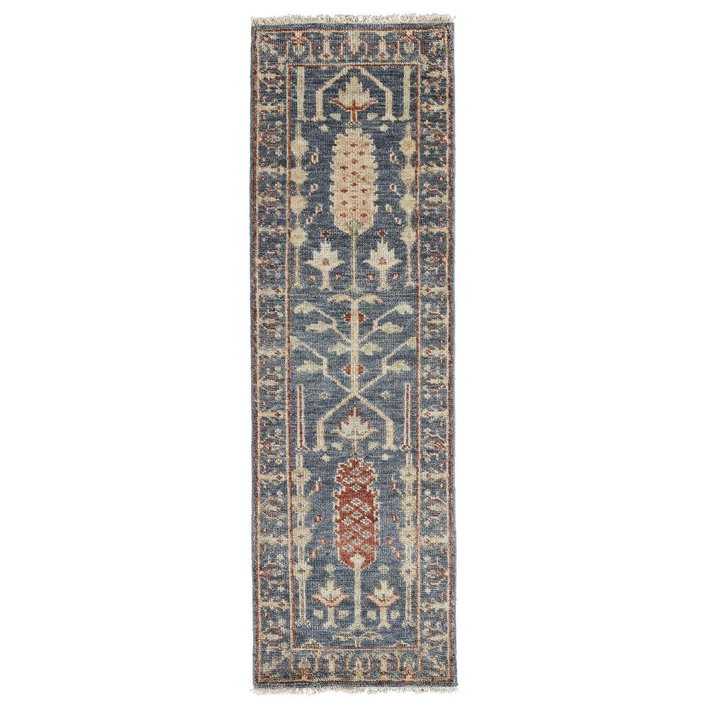 Feizy Carrington 2"6" x 8" Blue and Rust Area Rug, , large