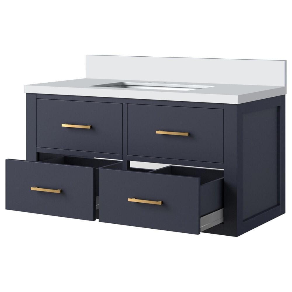 Lexora Home Castor 36&quot; Single Bathroom Vanity in Blue with 2 cm White Cultured Marble Top and Rectangular Sink, , large