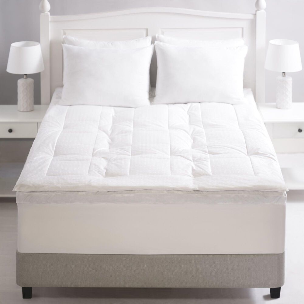 Allied Home Queen Feather Mattress Topper in White, , large