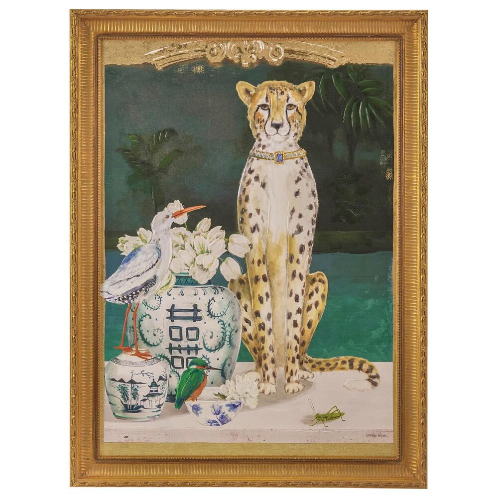Creative Coop Dapper Home 24" x 32" Cheetah and Urn Canvas Wall Decor in Multicolor, , large