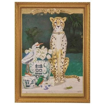 Creative Coop Dapper Home 24" x 32" Cheetah and Urn Canvas Wall Decor in Multicolor, , large