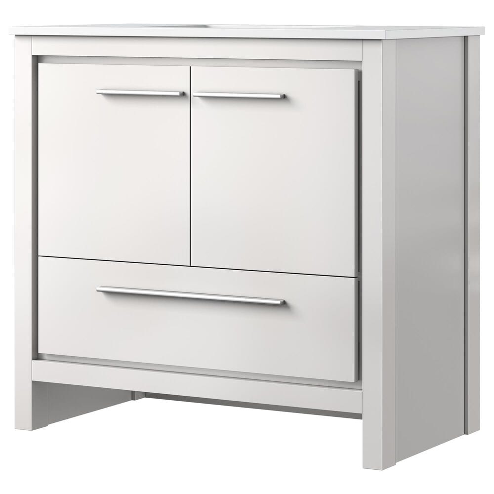 Lexora Home Lafarre 36" Single Bathroom Vanity in White with 2 cm White Cultured Marble Top and Rectangular Sink, , large