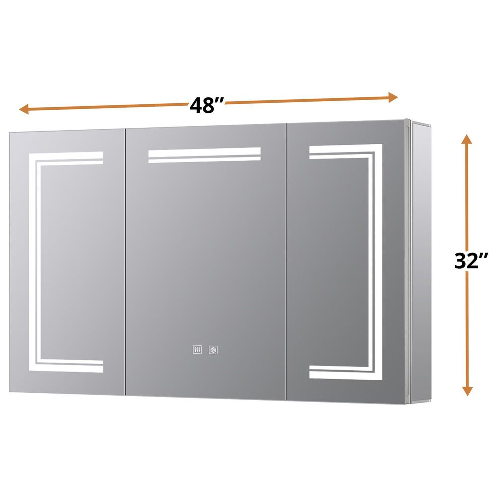 Lexora Home Mesa 48" x 32" LED Mirror Medicine Cabinet with Defogger in Aluminium, , large