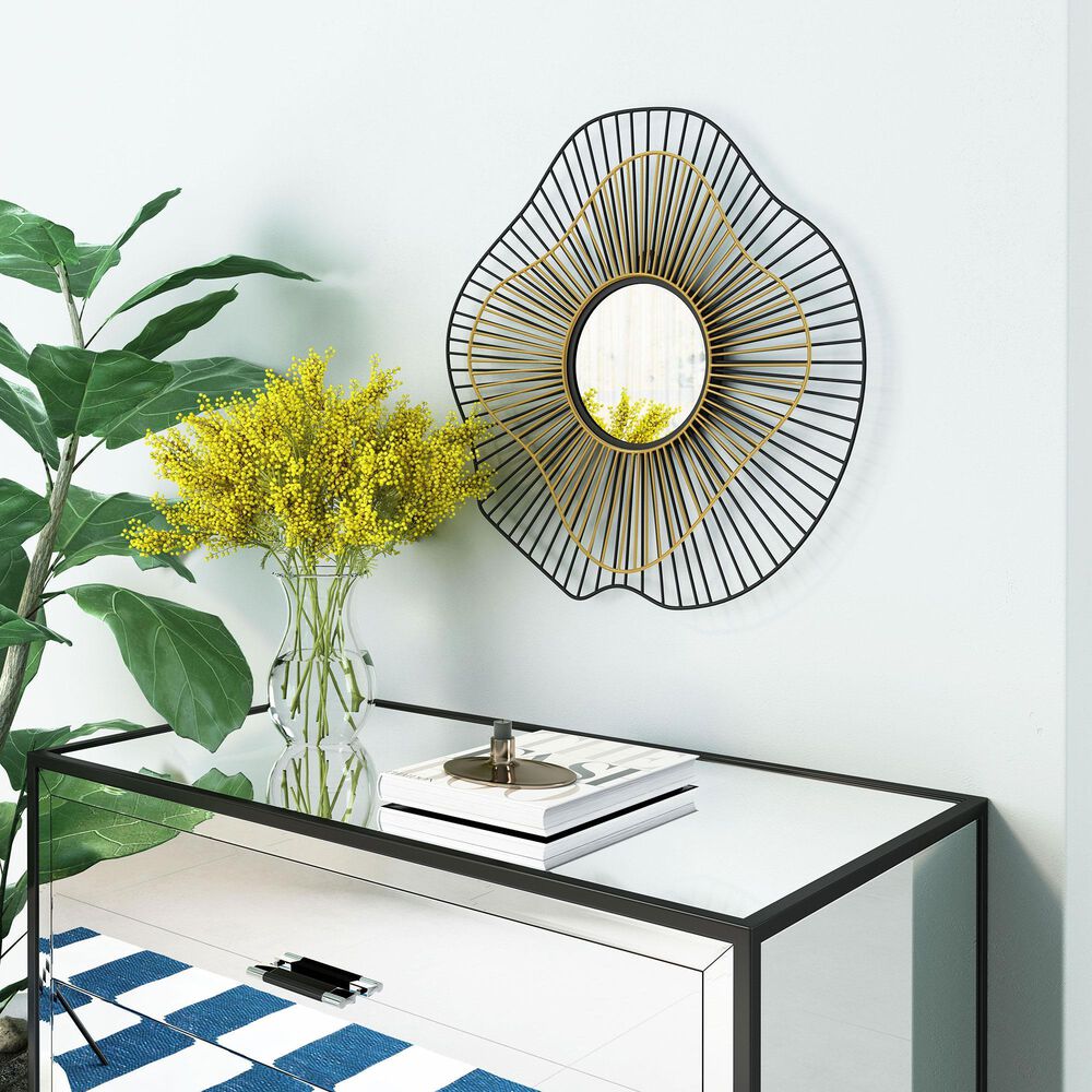 Zuo Modern Comet Mirror in Black/Gold, , large