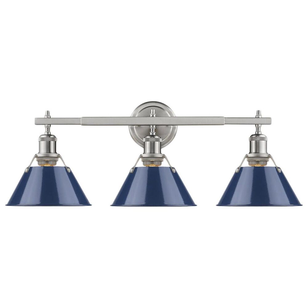 Golden Lighting Orwell PW 3-Light Bath Vanity in Pewter with Black Shade, , large