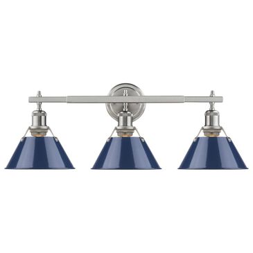 Golden Lighting Orwell PW 3-Light Bath Vanity in Pewter with Black Shade, , large