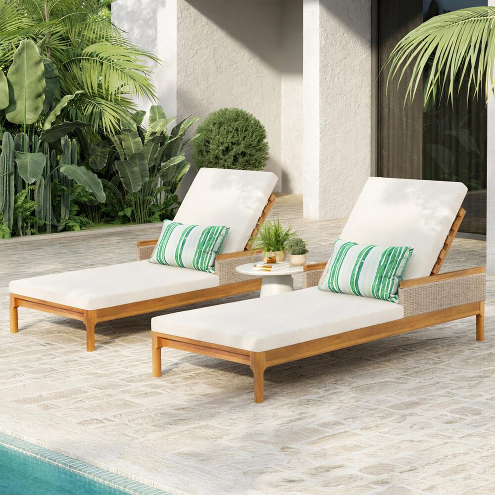 Hearth and Haven Outdoor Chaise Lounge in Beige (Set of 2), , large