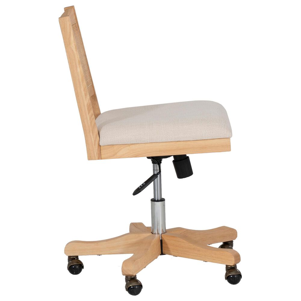 Linon Home Decor Bauer Swivel Office Chair with Cream Cushion in Natural, , large