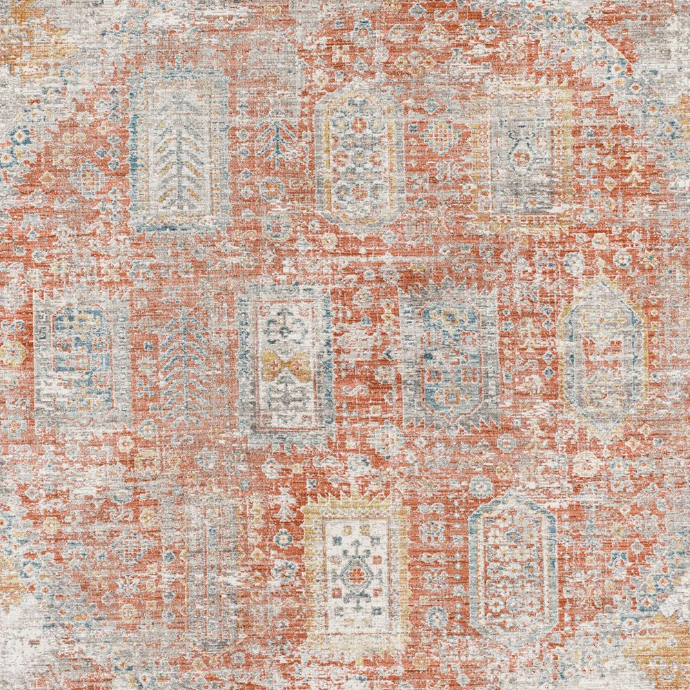 Surya Carlisle CSI2314 5&#39;3&quot; Round Brick Red, Off-White, Medium Gray, Olive, Dark Blue and Dark Brown Area Rug, , large