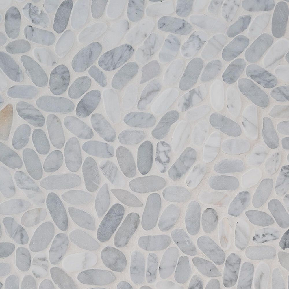 MS International Carrara White Sliced Pebble 12&quot; x 12&quot; Marble Mosaic Sheet, , large