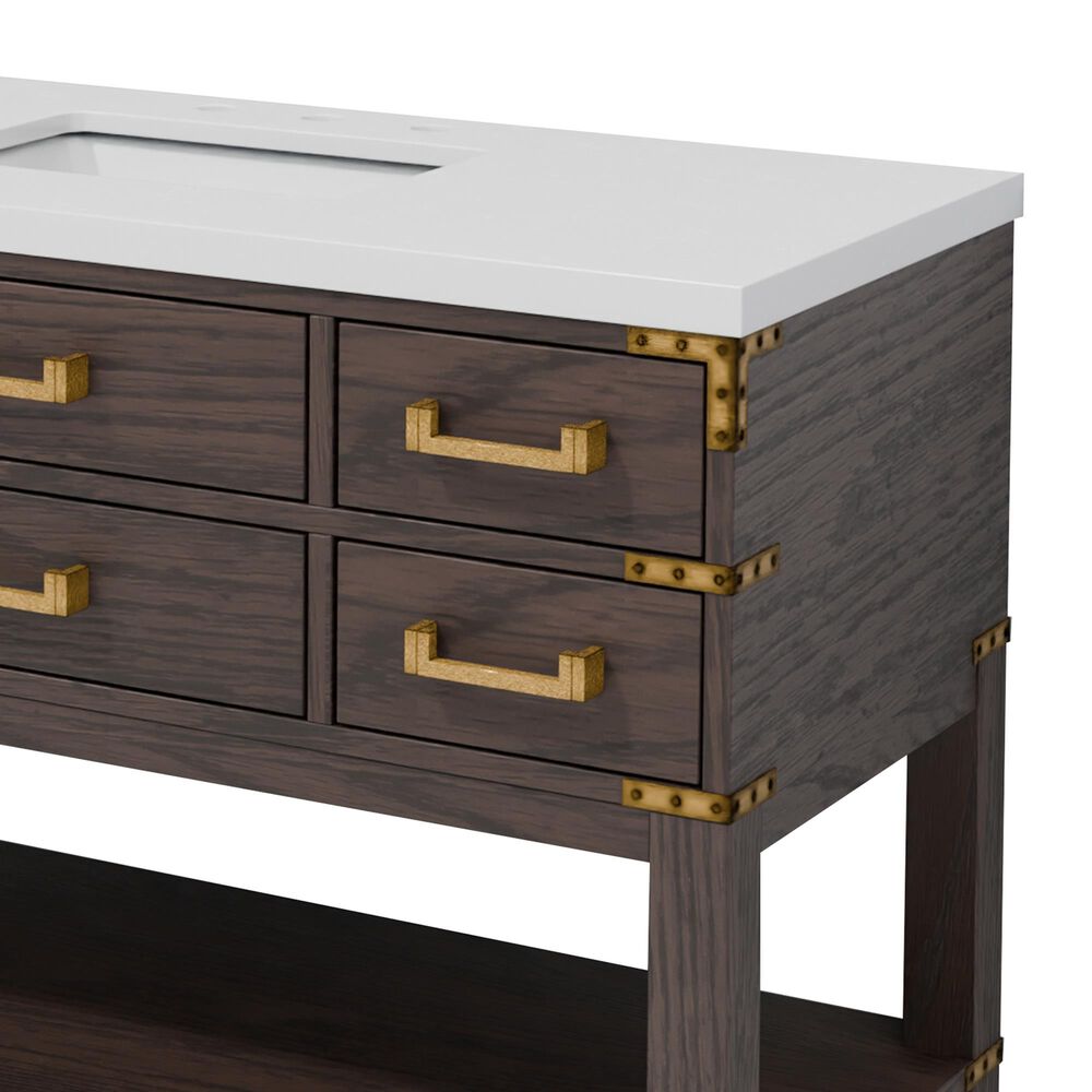 Lexora Home Norwalk 48" Single Bathroom Vanity in Brown Oak with White Cultured Marble Top and Rectangular Sink, , large