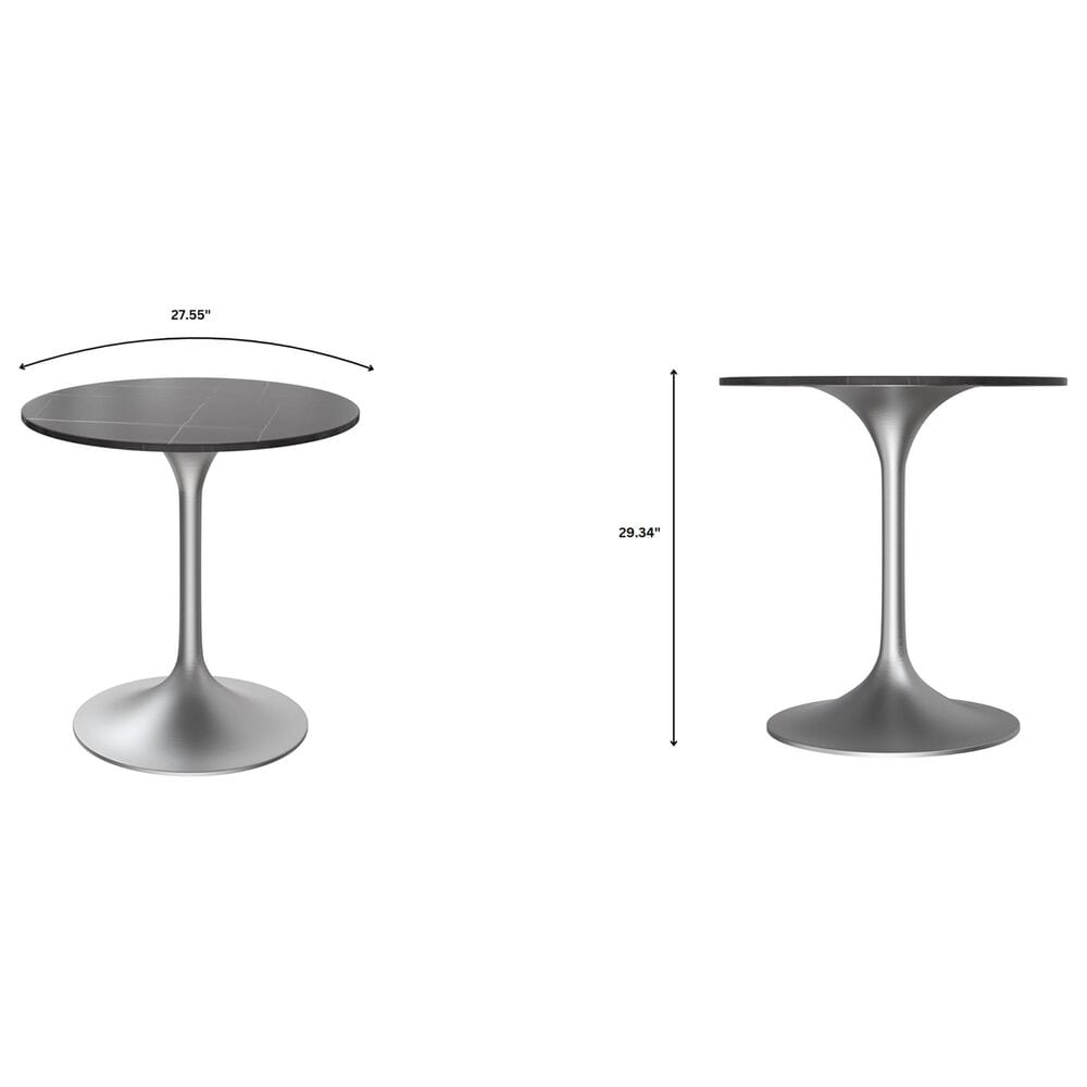 Leisuremod LeisureMod Verve Collection 27 Round Dining Table, Brushed Chrome Base with Light Natural Wood MDF Top, , large