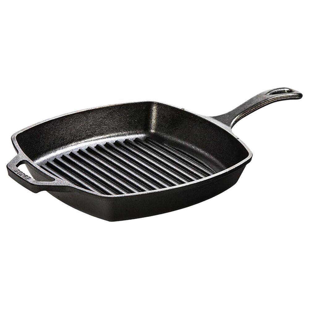 Lodge 10.5" Square Cast Iron Grill Pan in Black, , large
