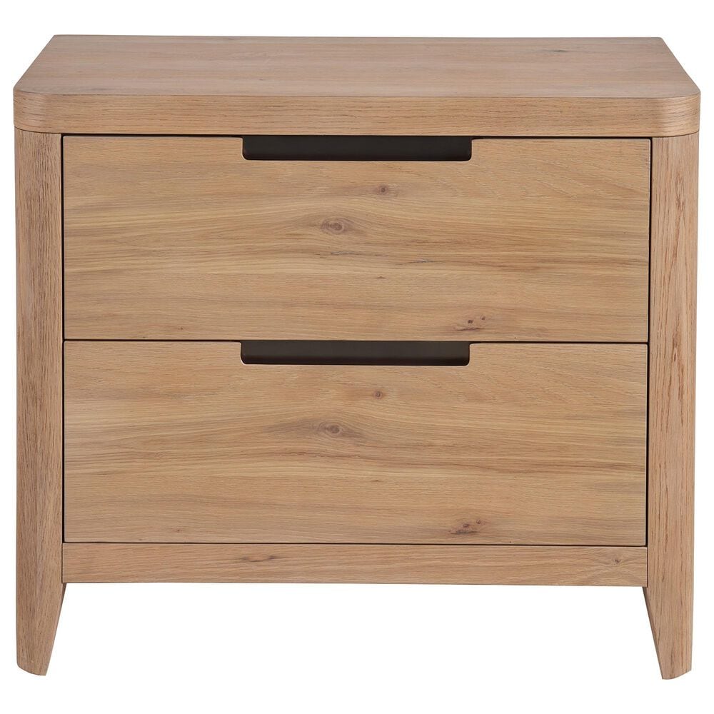 Universal Furniture Modern Walker Queen Panel Bed with Two Nightstands in Natural Oak, , large