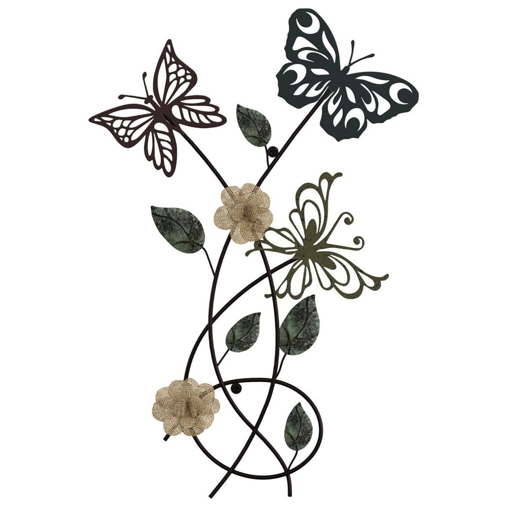 Timberlake Lavish Home Garden Butterfly Metal Art in Distressed Paint, , large