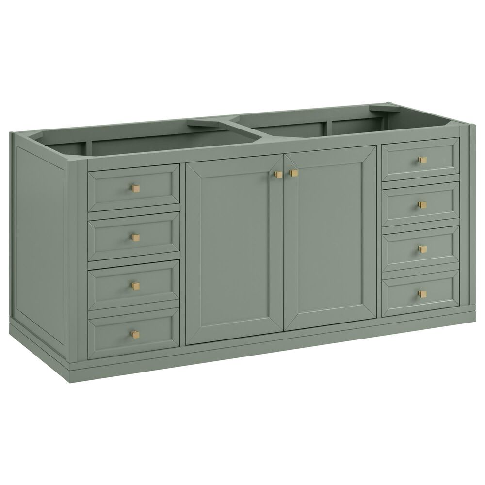 James Martin Vanities Chicago 60" Double Bathroom Vanity in Smokey Celadon with 3 cm Eternal Jasmine Pearl Silestone Top, Rectangular Sinks and FreePower Wireless Charger, , large