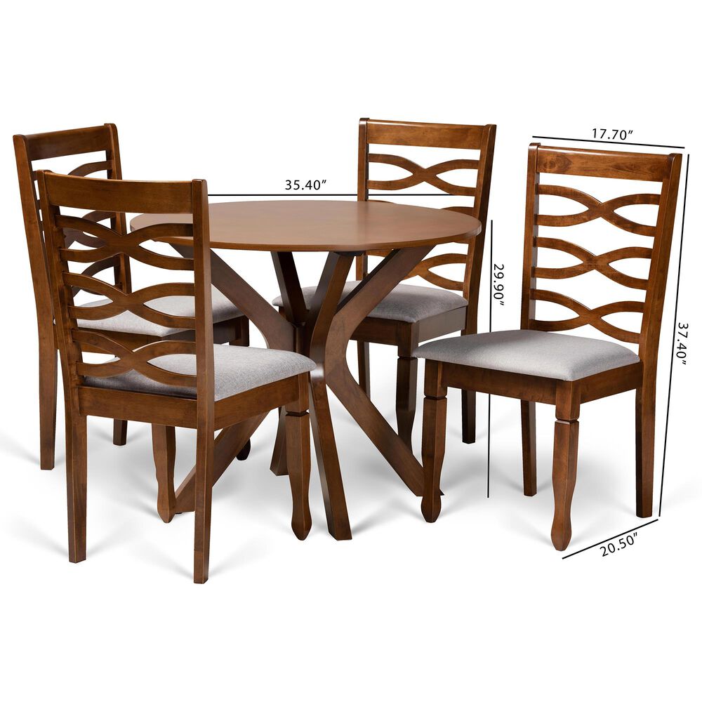Baxton Studio Mila 5-Piece Dining Set in Grey/Walnut Brown, , large