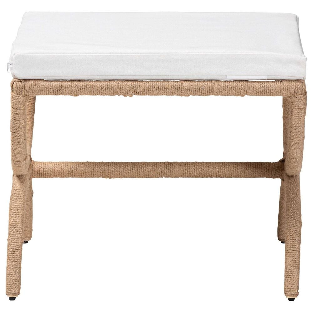 bali &amp; pari Maliyah Ottoman with Natural Brown Jute in White, , large