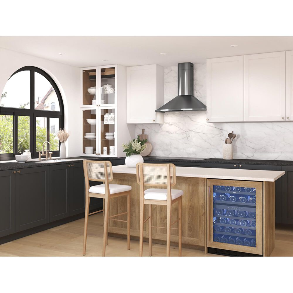 Zephyr Savona 36&quot; Wall Mount Chimney Hood in Black Stainless Steel, , large