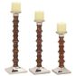 Maple and Jade Mango Wood Candle Holder in Brown and Silver (Set of 3), , large