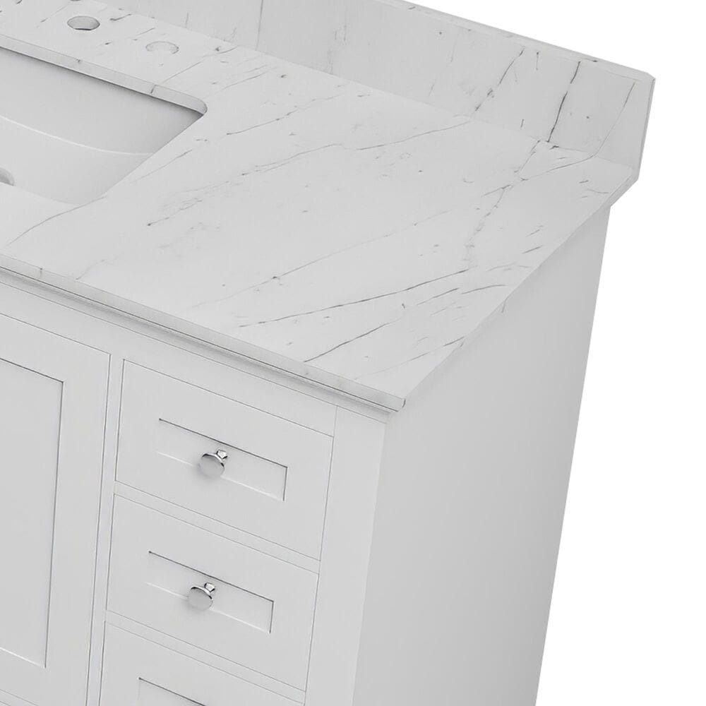 Lexora Home Dukes 84" Double Bathroom Vanity in White with 2 cm White Carrara Marble Top and Rectangular Sinks, , large