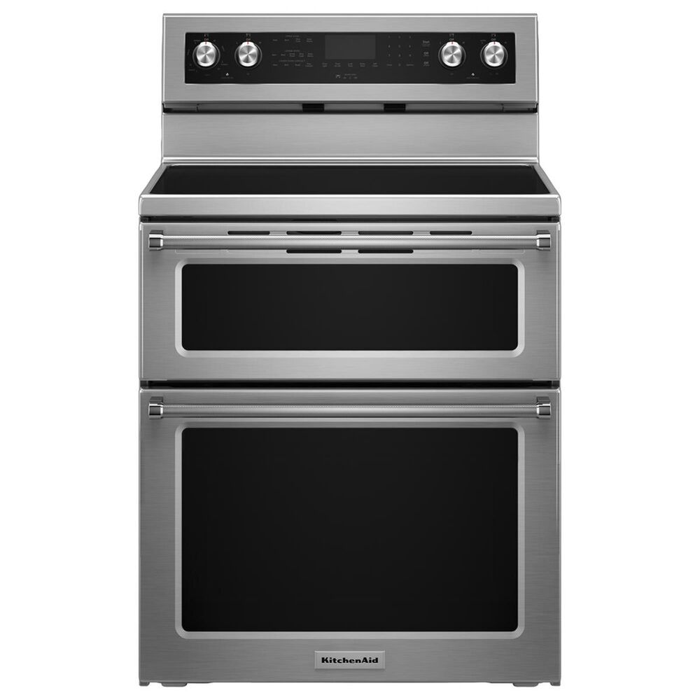KitchenAid 30&quot; Freestanding Double Oven Electric Range in Stainless Steel, , large