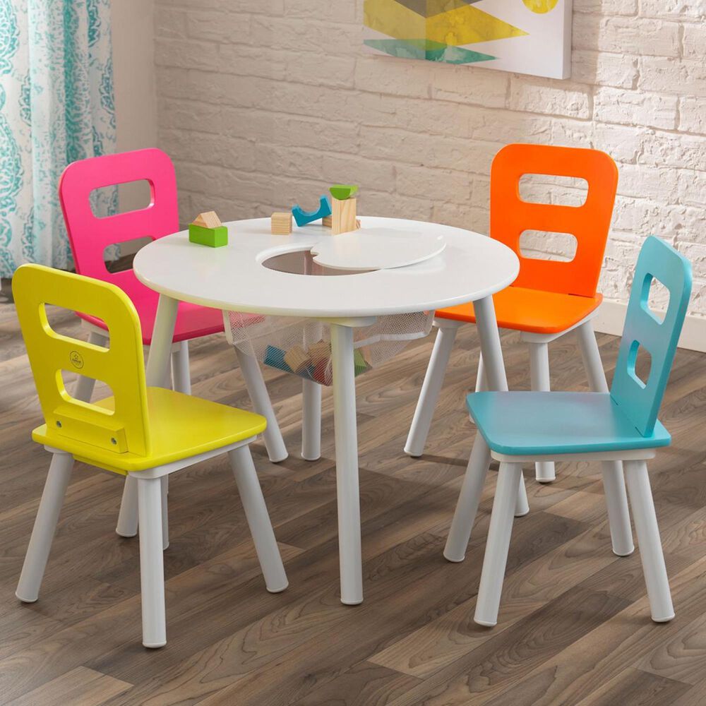 Kidkraft 5 Piece Round Storage Table Set in Highlight, , large