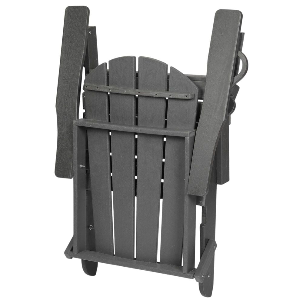 Hearth and Haven 34" Outdoor Folding Adirondack Chair with Cup Holder in Gray, , large