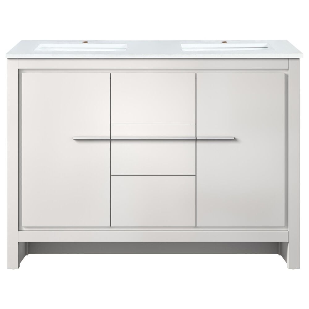 Lexora Home Lafarre 48&quot; Double Bathroom Vanity in White with 2 cm White Cultured Marble Top and Rectangular Sinks, , large