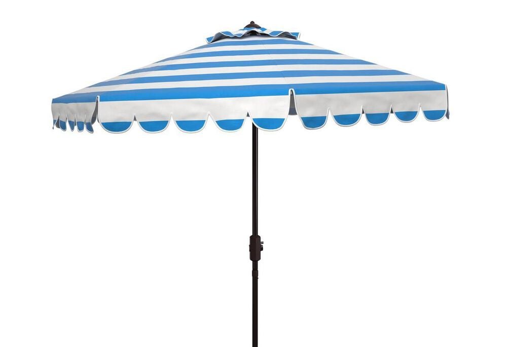 Safavieh Maui Single Scallop Striped 9Ft Crank Pacific Push Button Tilt Umbrella, , large