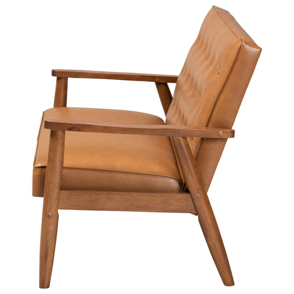 Baxton Studio Sorrento Stationary Loveseat in Tan, , large