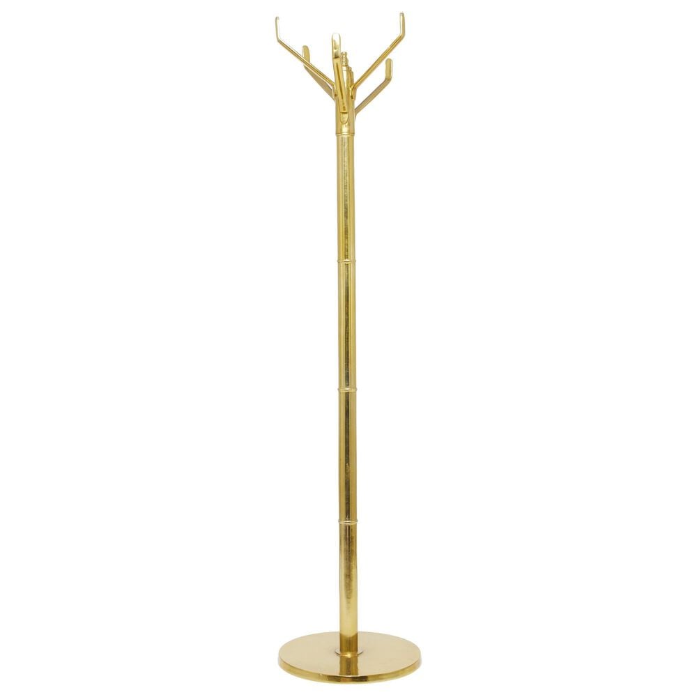 Maple and Jade 5-Hook Freestanding Coat Rack in Polished Gold, , large