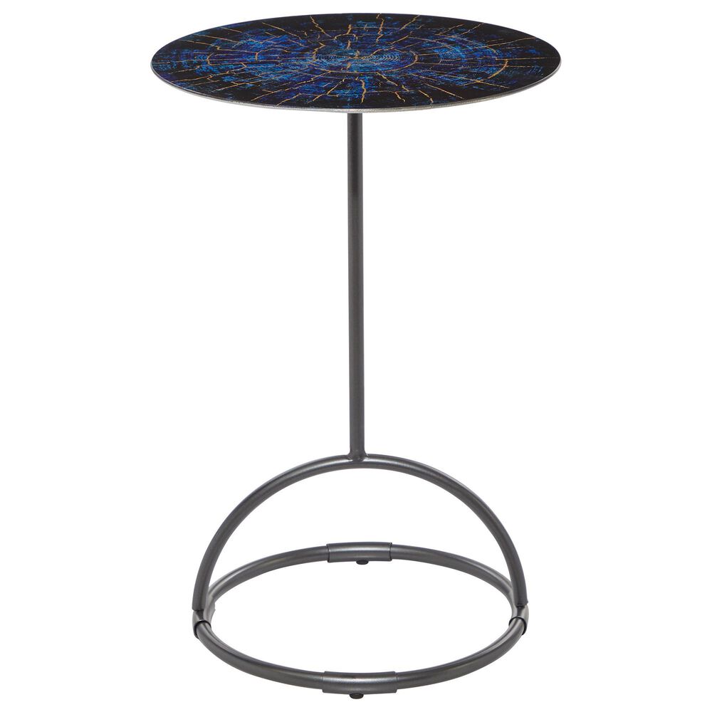 Uma Enterprises Contemporary Metal Accent Table Blue, Black, and Grey , , large