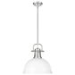 Golden Lighting Duncan 1-Light Pendant with Rod and Matte White Shade in Pewter, , large