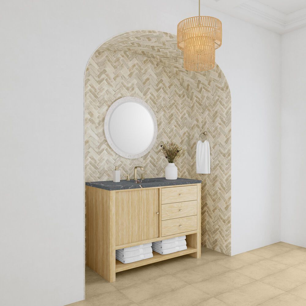 James Martin Vanities Marigot Single 48&quot; Single Vanity in Sun-washed Oak with 3 cm Parisien Bleu Quartz Top, , large
