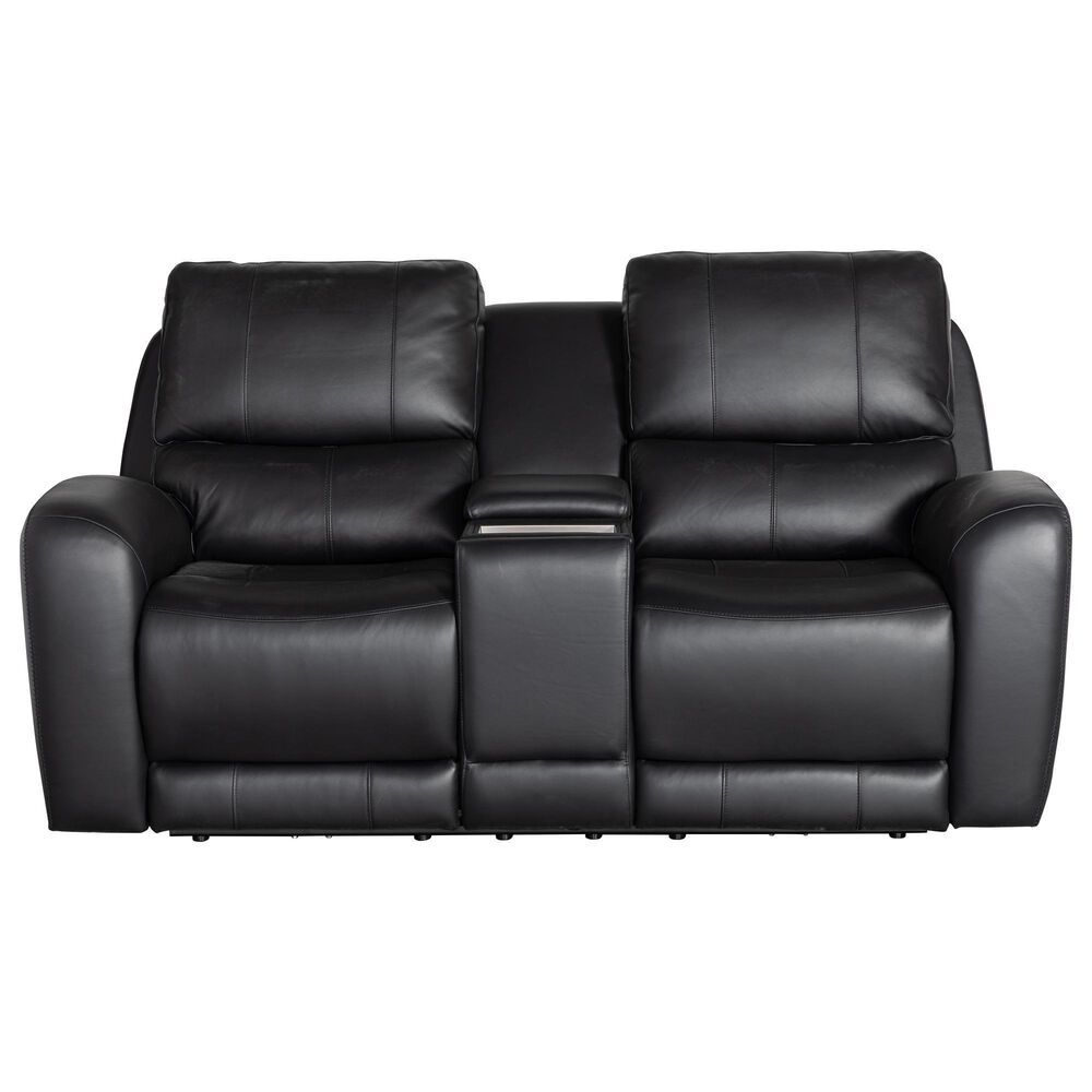 Italiano Furniture Bel Vista Power Reclining Console Loveseat in Black, , large