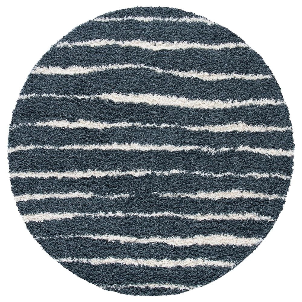 Safavieh Venus Shag 2"7" Round Dark Grey and Ivory Area Rug, , large