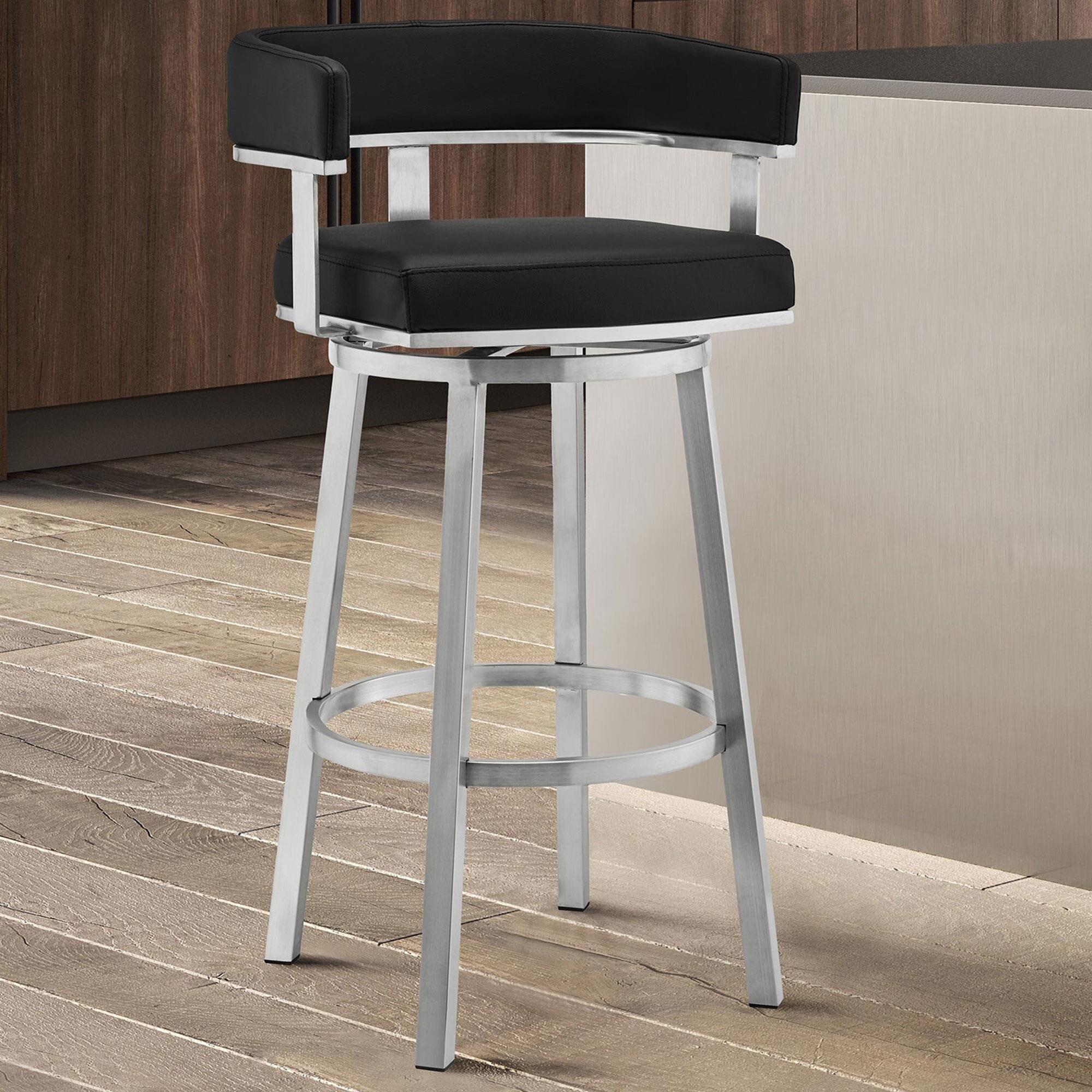 Brushed stainless steel hot sale bar stools