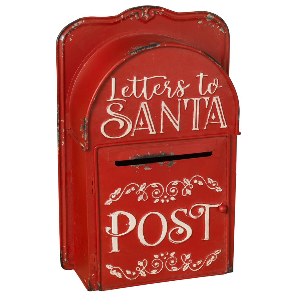 The Gerson Company 15" Metal Holiday Mailbox with Gold Accented in Red, , large
