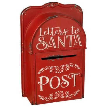 The Gerson Company 15" Metal Holiday Mailbox with Gold Accented in Red, , large