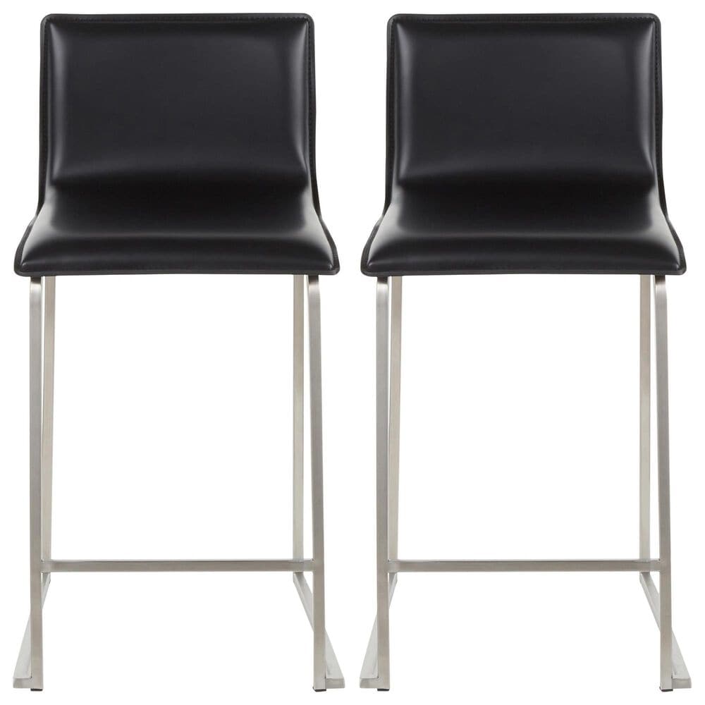 Lumisource Mara Counter Stool with Black Cushion in Stainless Steel &#40;Set of 2&#41;, , large
