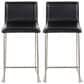 Lumisource Mara Counter Stool with Black Cushion in Stainless Steel (Set of 2), , large