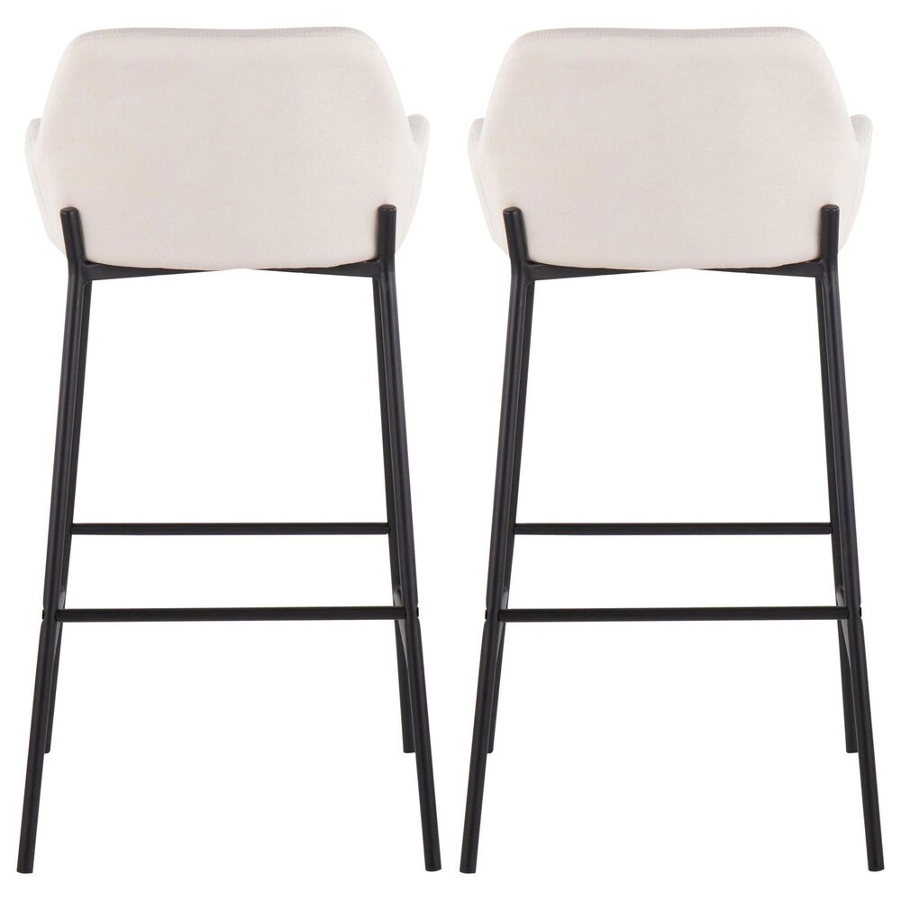 LumiSource Daniella Bar Stool with Cream Upholstery in Black (Set of 2), , large