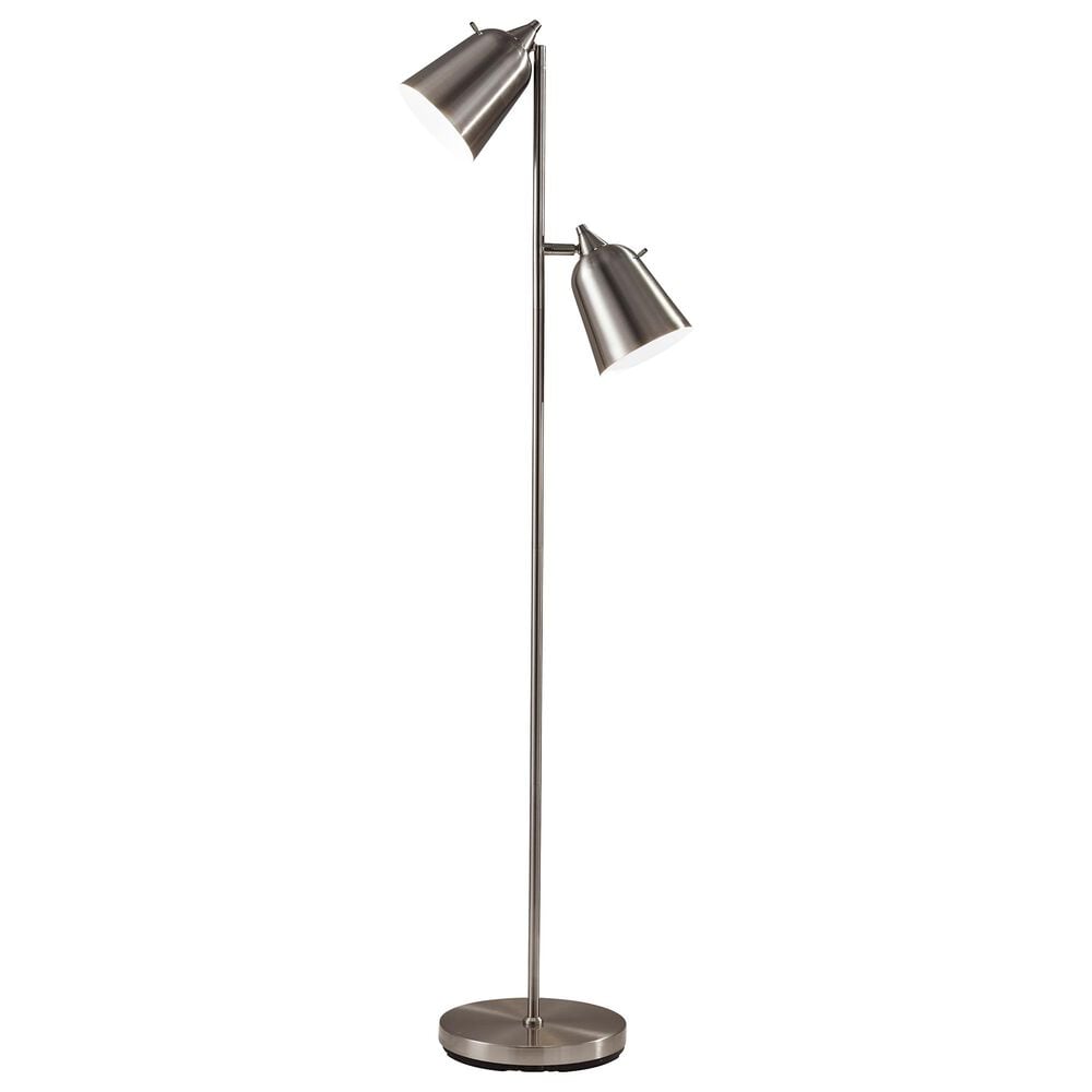Adesso Malcolm Floor Lamp in Brushed Steel, , large