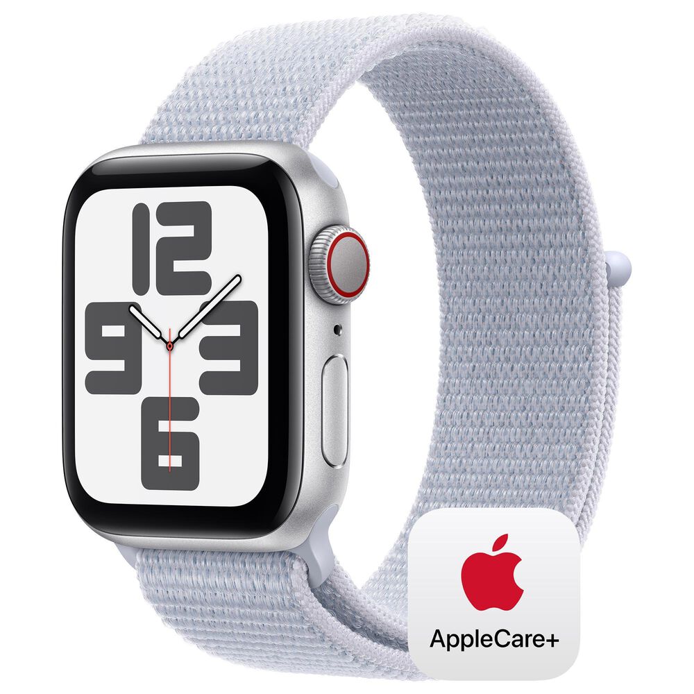 Apple Watch SE GPS + Cellular 40mm Silver Aluminum Case with Blue Cloud Sport Loop, , large